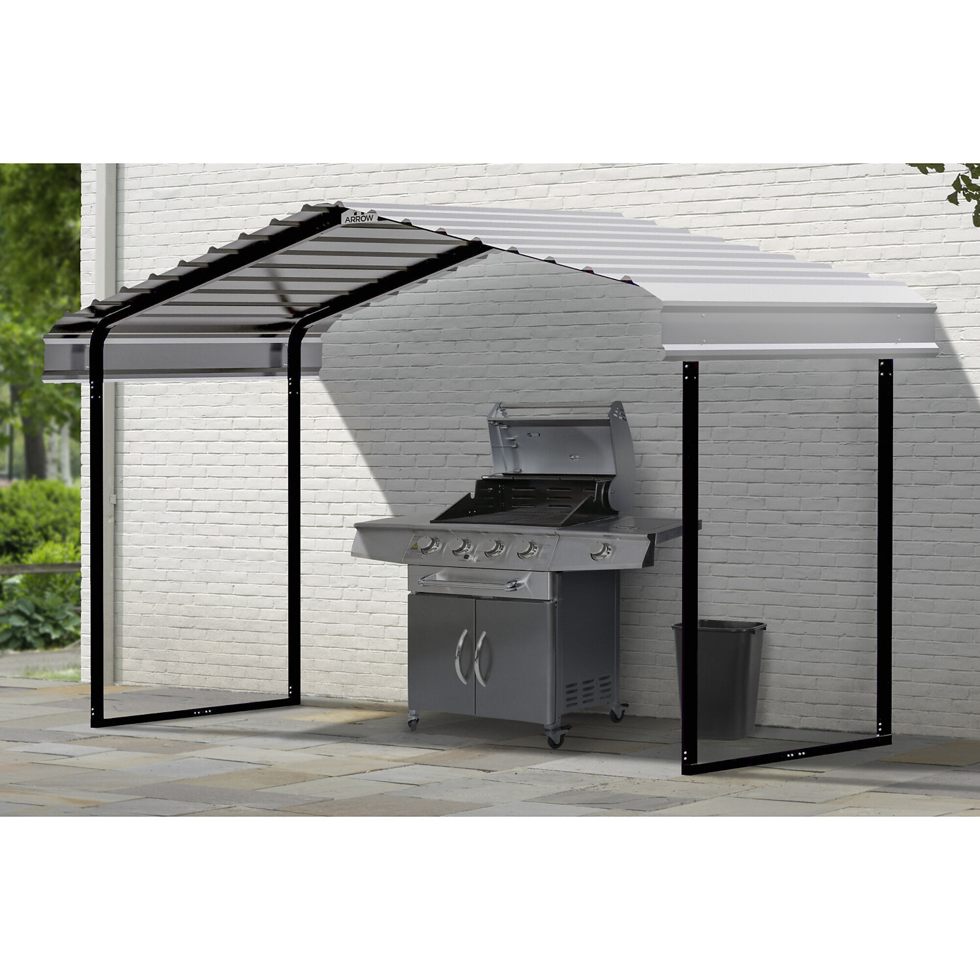 Arrow, Arrow Metal Canopy 12 x 6 x 7ft. Eggshell, Width 146 in, Height 102 in, Cover Material Steel, Model# CPH120607DS